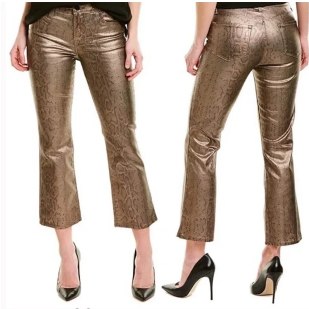 J Brand Snakeskin Coated Selena Zhora Mid Rise Cropped Bootcut Jeans Size 30 NWT